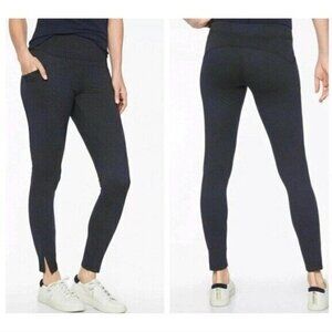 Athleta Mercer Herringbone Tights/Pocket Leggings S Navy Blue/Black